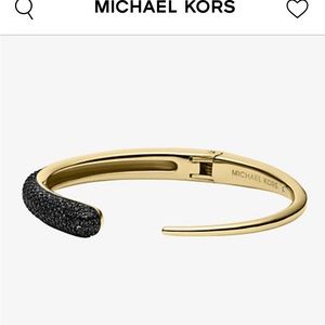 MICHAEL KORS Black Pavé Gold-Tone Cuff